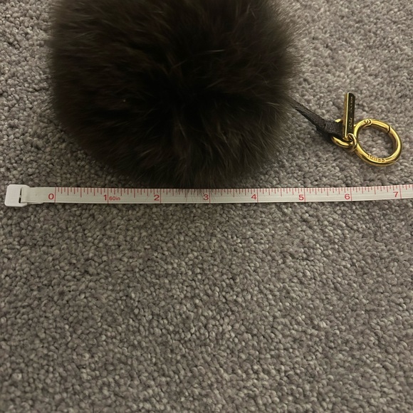 Fendi Dark Brown Fur Pom Pom Key Chain Charm - Picture 3 of 9